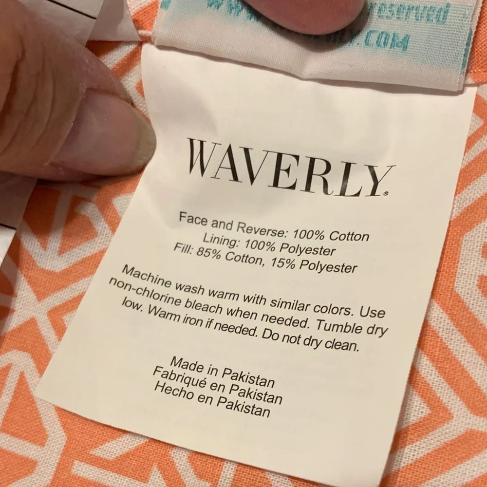 Waverly Coral Geometric and Floral Quilted Pillow Shams